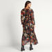 Floral Printed V-neck Pleated Maxi Dress with Long Sleeves-Dresses-thumbnail-3