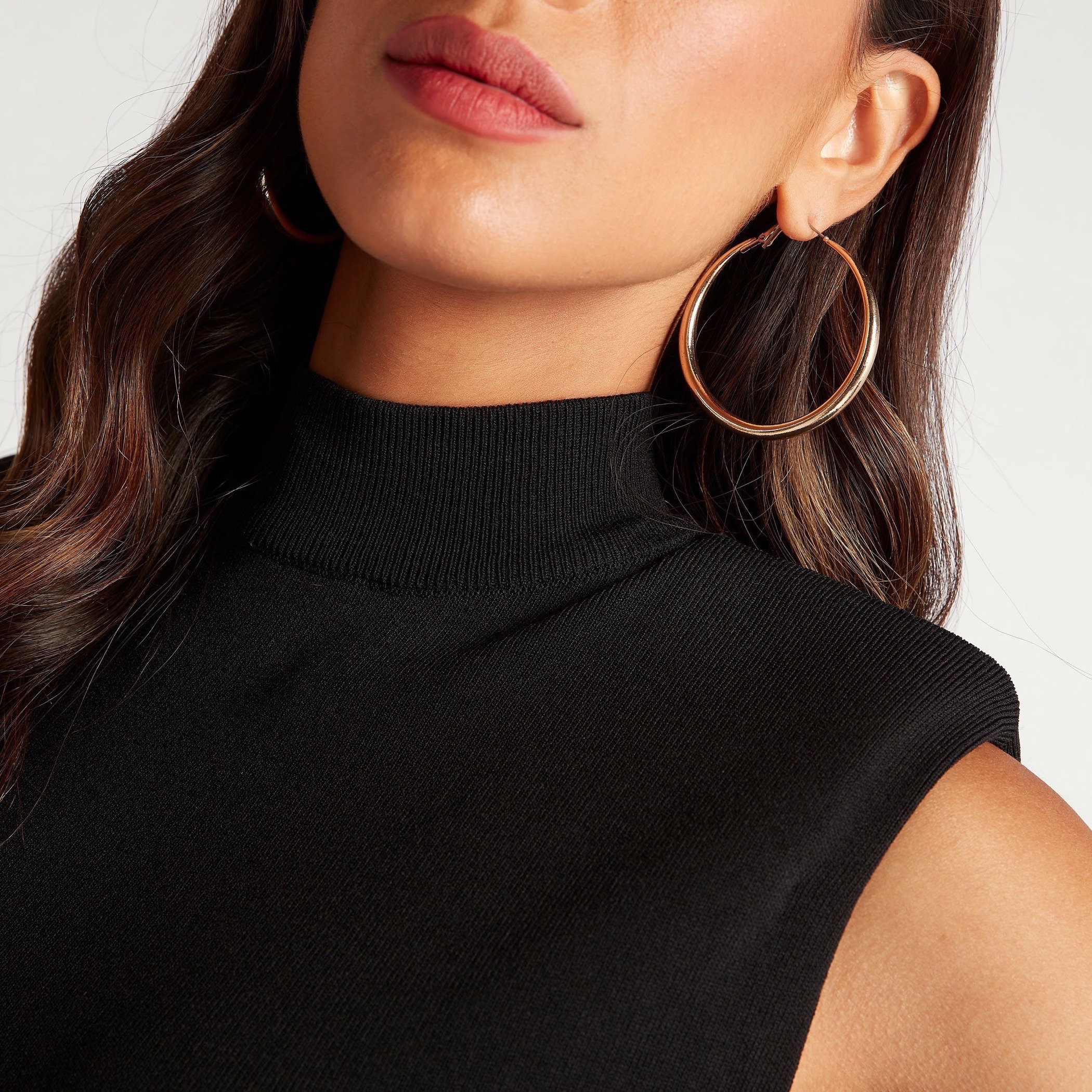 Shop Textured Sleeveless Bodycon Dress with High Neck Online