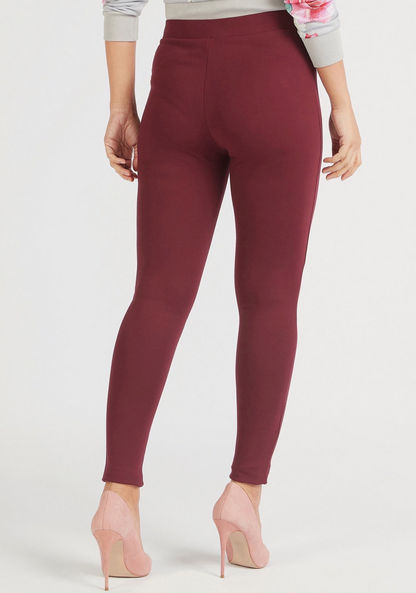 Solid Mid-Rise Skinny Fit Treggings with Elasticised Waistband