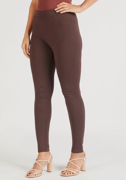 Solid Ponte Pants with Elasticated Waistband