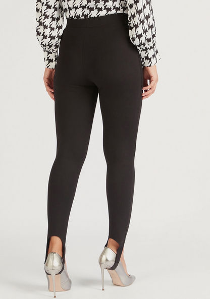 Solid High Rise Leggings with Elasticised Waistband