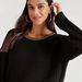 Textured Sweater with Long Sleeves and Chain Accent-Sweaters-thumbnail-2