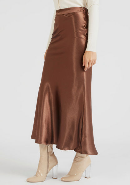 Solid Maxi A-line Skirt with Zip Closure
