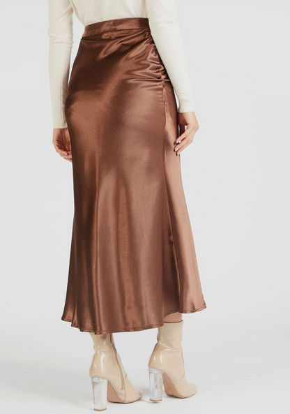 Solid Maxi A-line Skirt with Zip Closure