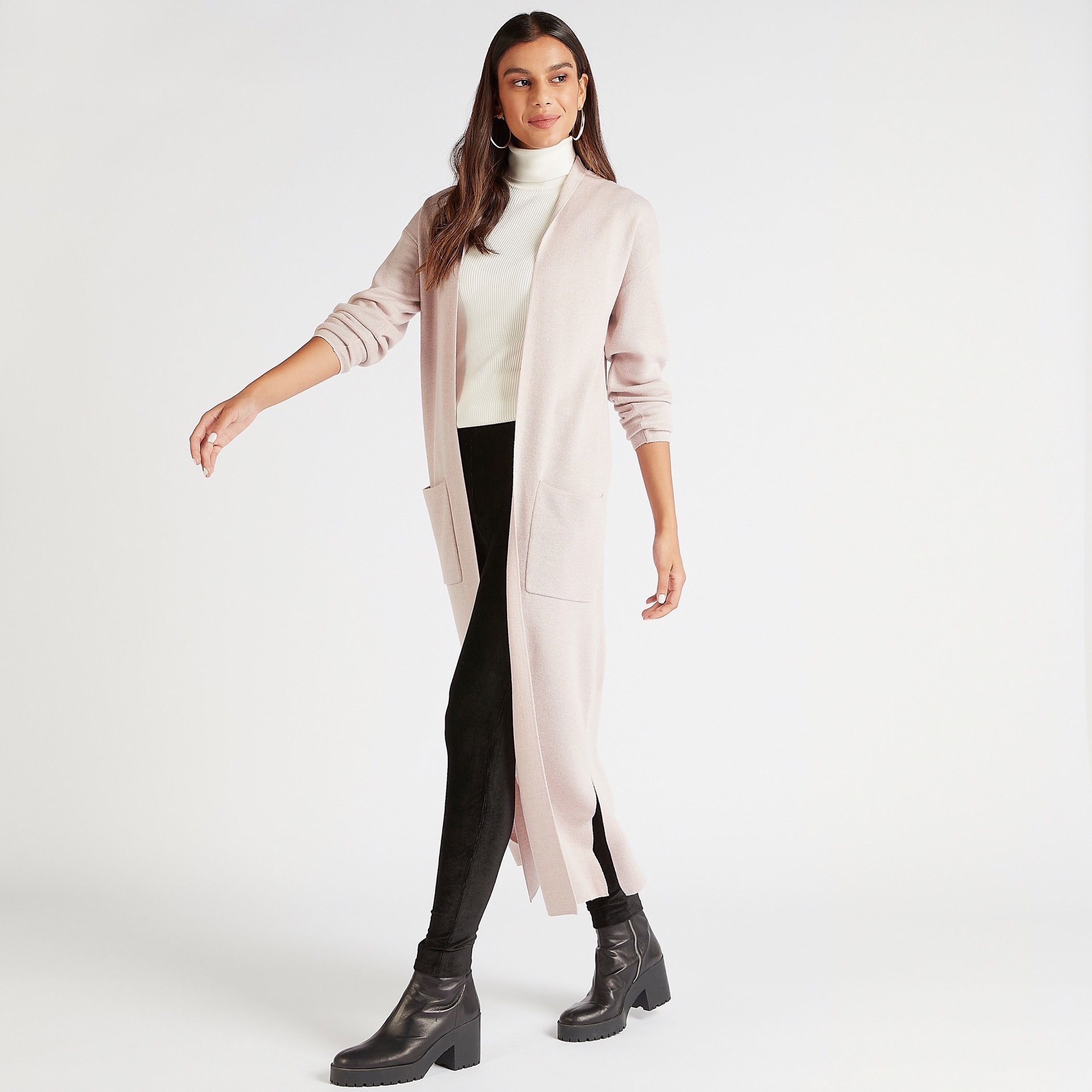 Shop Solid Relaxed Fit Longline Jacket with Pockets Online Splash UAE