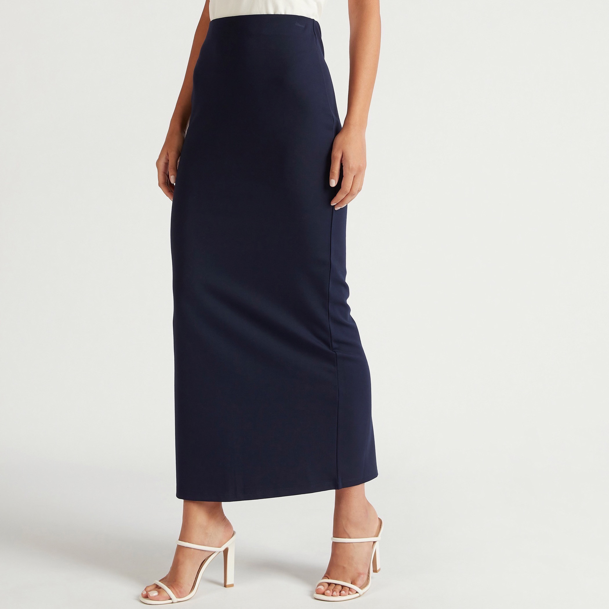 Buy Solid Maxi Pencil Skirt with Slit Detail Splash Bahrain