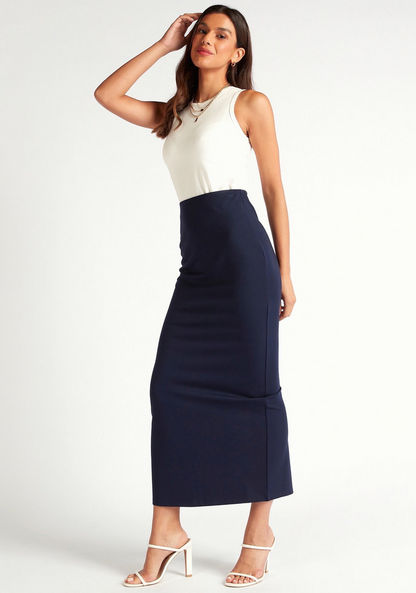 Solid Maxi Pencil Skirt with Slit Detail