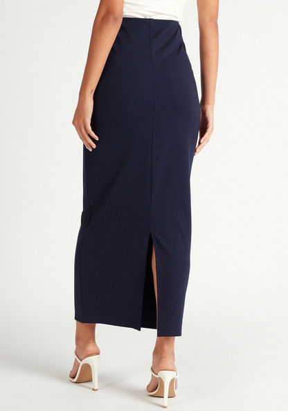 Solid Maxi Pencil Skirt with Slit Detail