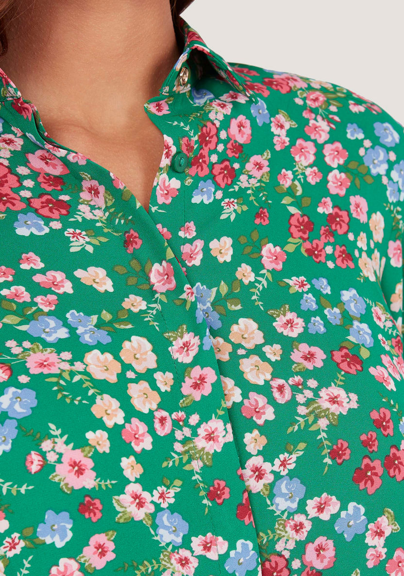 Floral Print Shirt with Long Sleeves and Button Closure-Shirts & Blouses-image-2