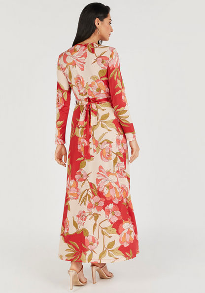 Floral Print Maxi Wrap Dress with Long Sleeves-Dresses-image-3