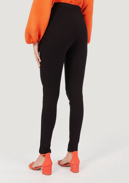 Solid Mid-Rise Skinny Fit Treggings with Elasticised Waistband-Leggings-image-3