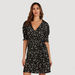Floral Print V-neck Wrap Dress with Short Sleeves and Pocket-Dresses-thumbnail-0