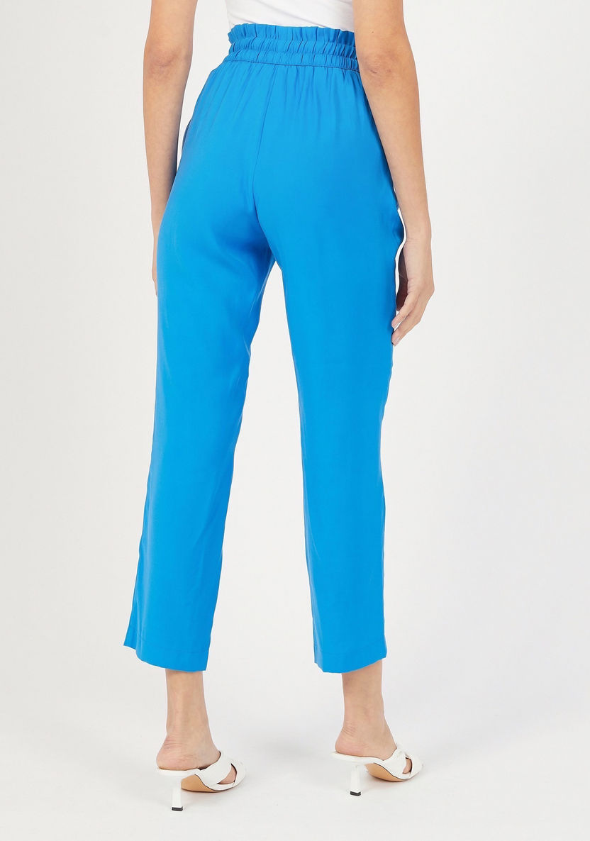 Solid High-Rise Pants with Pockets and Drawstring Closure-Pants-image-3