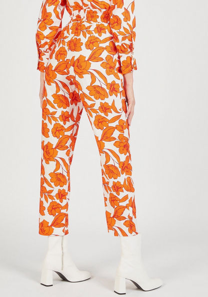 Floral Print High-Rise Pants with Pockets and Drawstring Closure-Pants-image-3