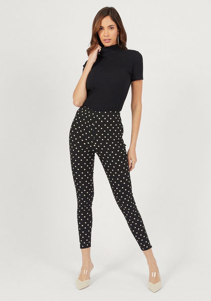 Solid Treggings with Button Closure-Pants-image-1
