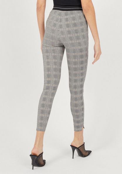 Checked Treggings with Zip Closure-Pants-image-3