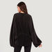 Solid V-neck Oversized Top with Long Sleeves and Pleated Detail-T Shirts-thumbnail-3