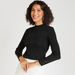Textured High Neck T-shirt with Long Sleeves-T Shirts-thumbnailMobile-4