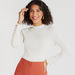 Textured High Neck T-shirt with Long Sleeves-T Shirts-thumbnail-0