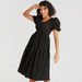 Textured Midi A-line Tiered Dress with Square Neck-Dresses-thumbnail-0