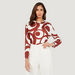 Printed Cowl Neck Top with Long Sleeves-Tops-thumbnail-0