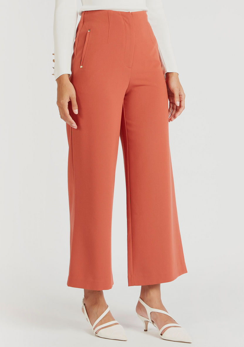 Solid Mid-Rise Trousers with Pockets and Zip Closure-Pants-image-4