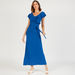 Textured Maxi A-line Dress with Ruffle Detail and Belt-Dresses-thumbnailMobile-0