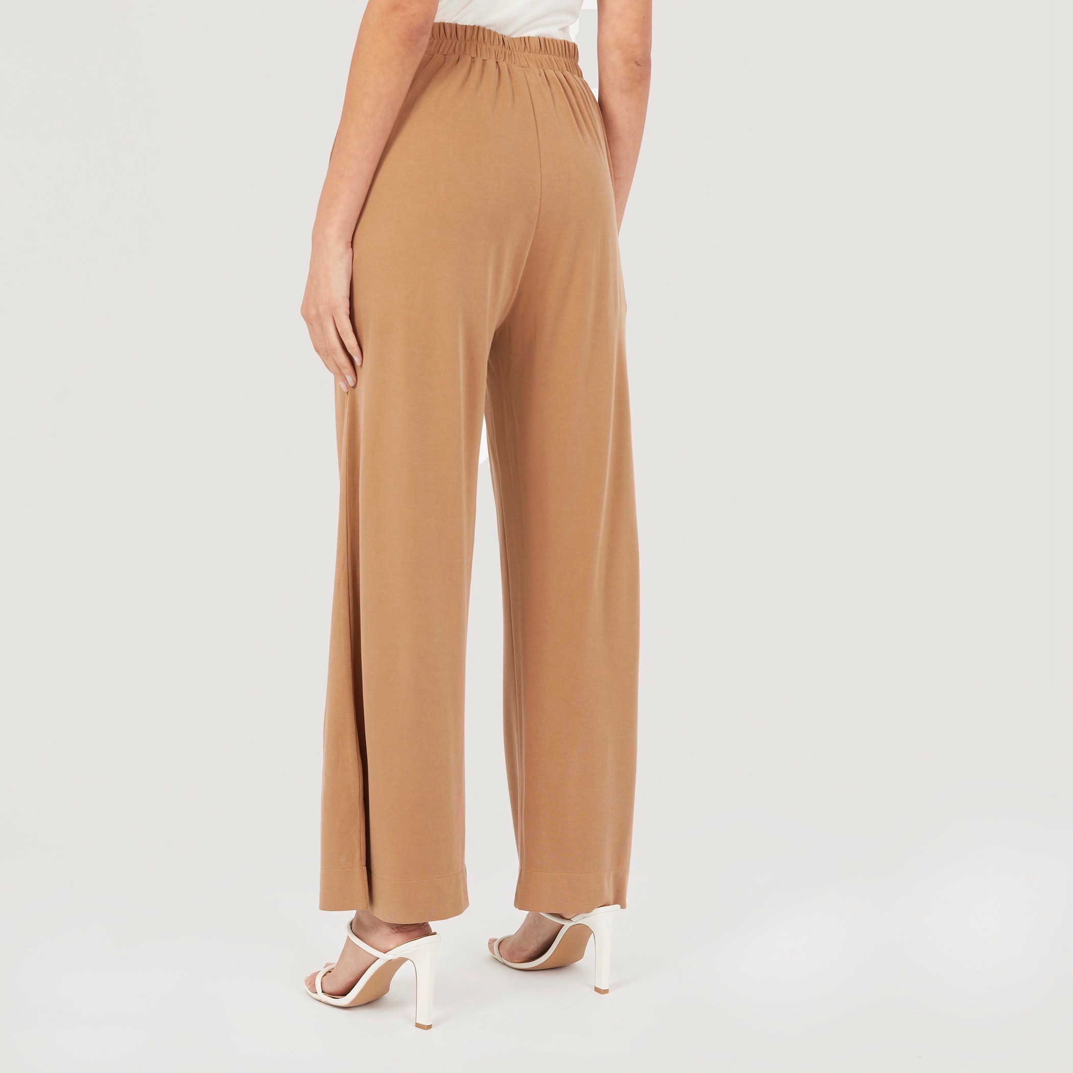 بنطلون بالازو سادة برباط إغلاق وجيوب-women-clothing-trousers-image-4