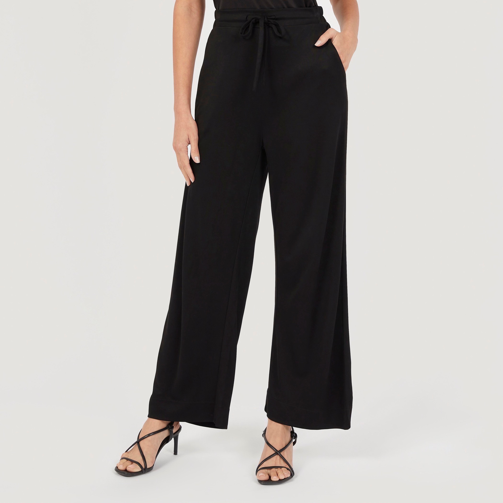 بنطلون بالازو سادة برباط إغلاق وجيوب-women-clothing-trousers-image-5
