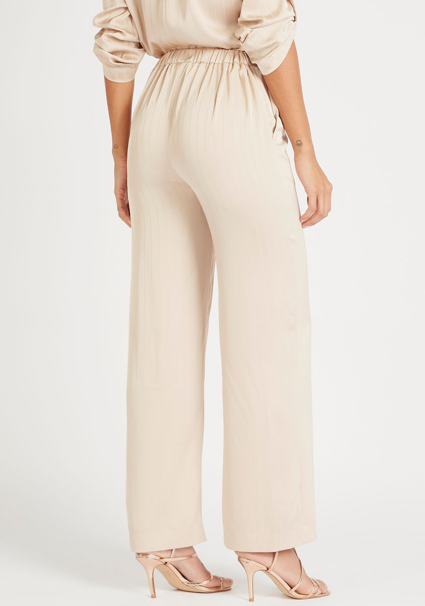 Striped High-Rise Trousers with Semi-Elasticated Waistband-Pants-image-3