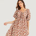 Floral Print Maxi A-line Dress with Puff Sleeves and Pockets-Dresses-thumbnail-1