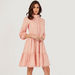 Embroidered Mini Tiered Dress with Long Sleeves and Button Closure-Dresses-thumbnail-0