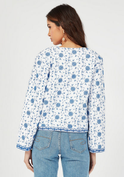 Floral Embroidered Jacket with Long Sleeves-Jackets-image-3