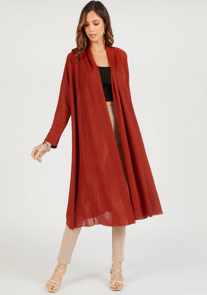 Solid Longline Shrug with Long Sleeves-Cardigans-image-1