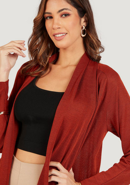 Solid Longline Shrug with Long Sleeves-Cardigans-image-4