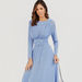 Textured Maxi A-line Dress with Long Sleeves-Dresses-thumbnail-4