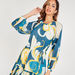Printed Midi Tiered Dress with Long Sleeves and Tie-Ups-Dresses-thumbnail-2