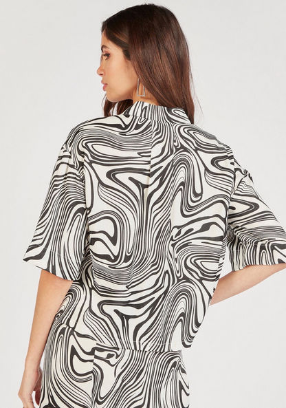 Zebra Print Shirt with Button Closure and Short Sleeves-Shirts & Blouses-image-3