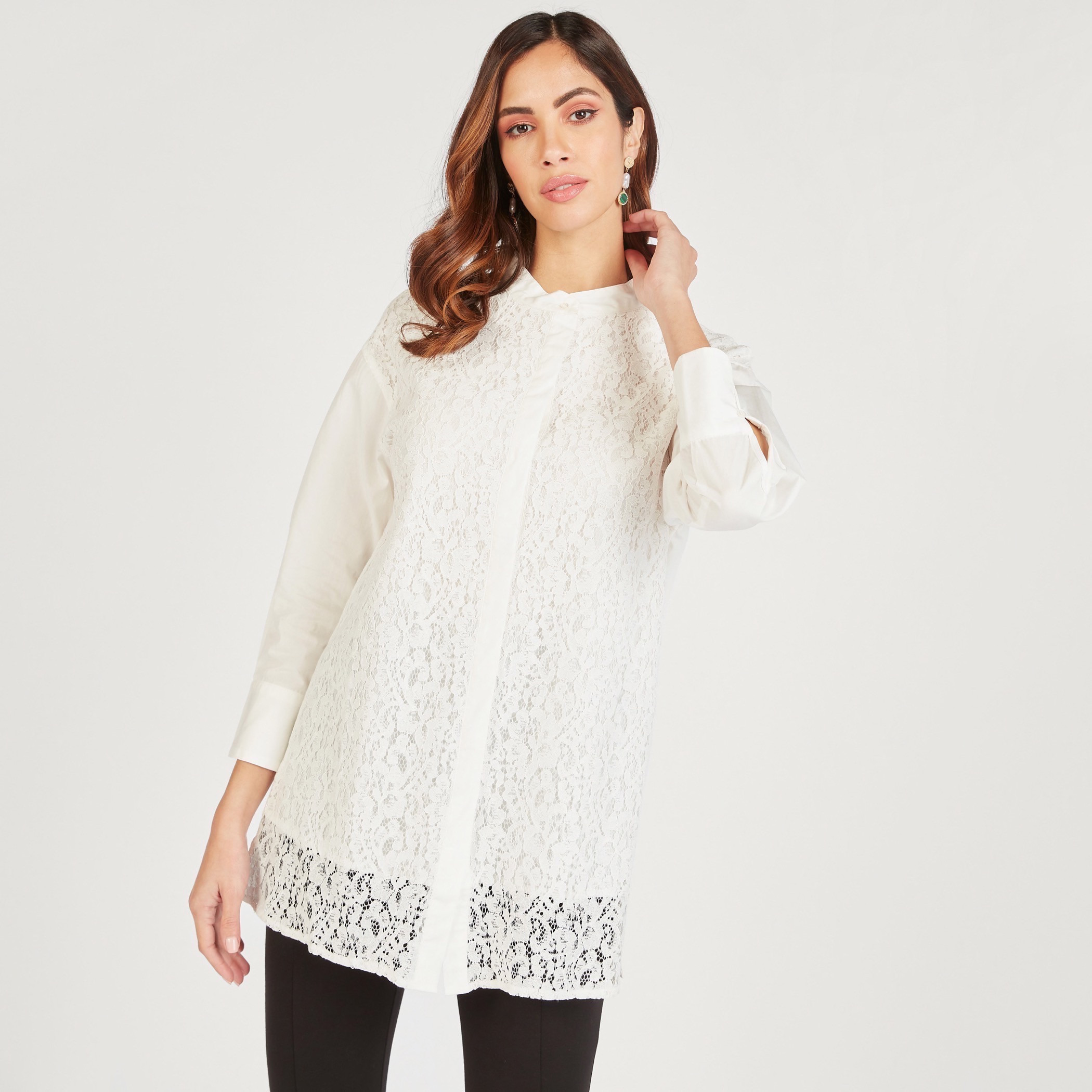 قميص دانتيل بياقة ماندارين وأكمام طويلة-women-clothing-shirtsandblouses-shirts-image-6