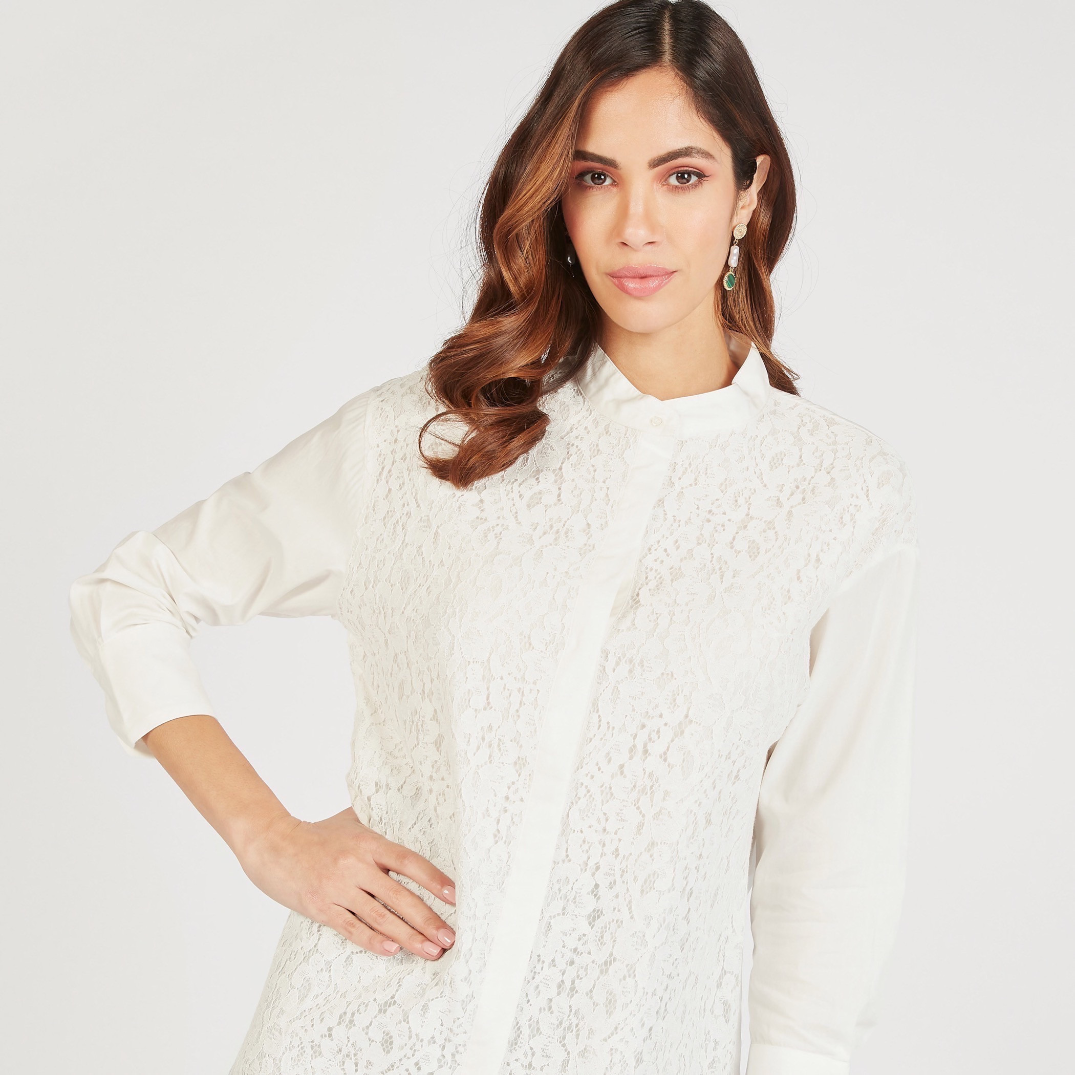 قميص دانتيل بياقة ماندارين وأكمام طويلة-women-clothing-shirtsandblouses-shirts-image-7