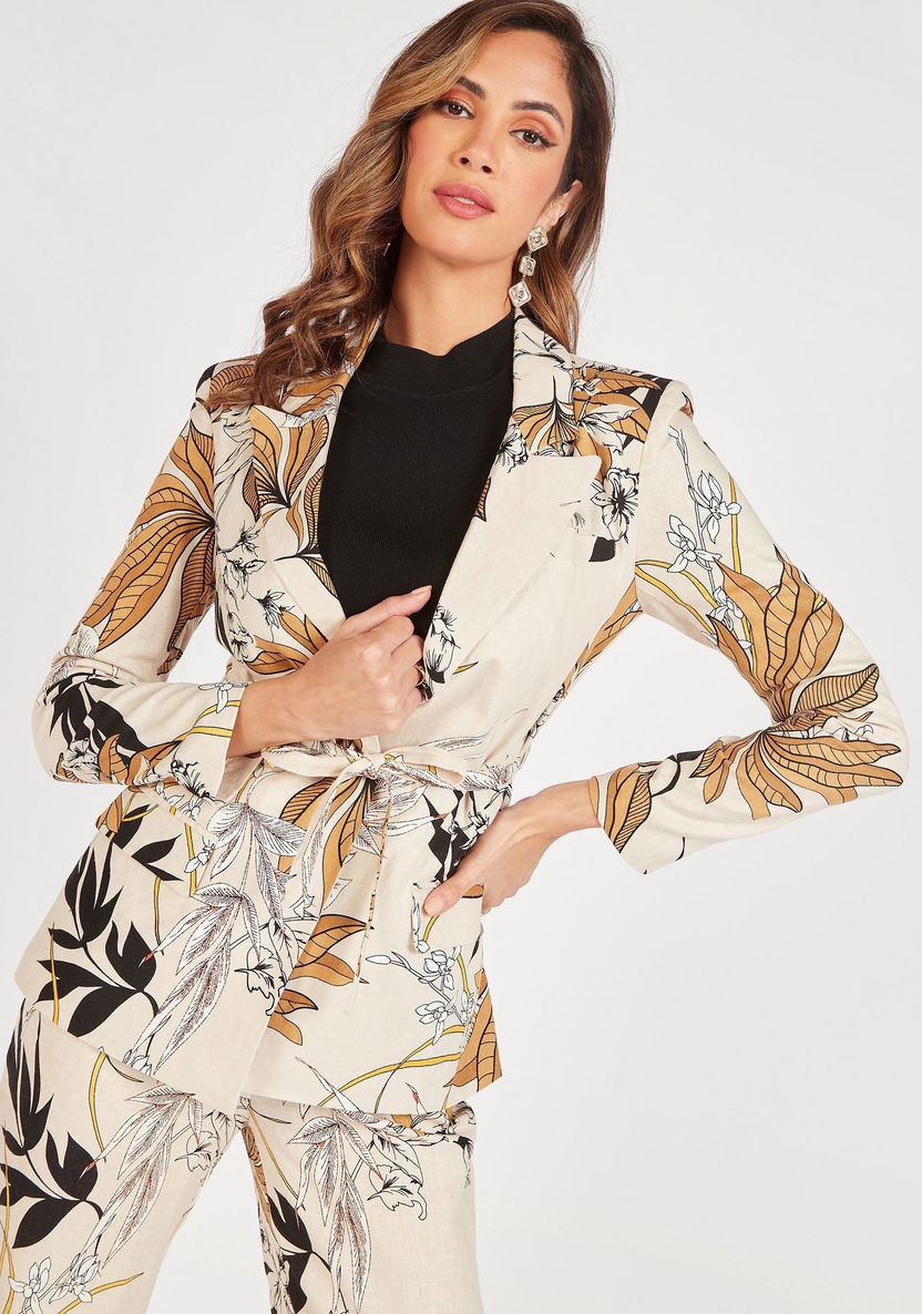 Floral Print Blazer with Long Sleeves and Notch Lapel-Blazers-image-1
