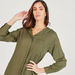 Solid Midi Shirt Dress with Hood and Chest Pocket-Dresses-thumbnailMobile-2