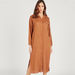 Solid Midi Shirt Dress with Hood and Chest Pocket-Dresses-thumbnail-1