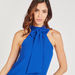 Solid Tiered Sleeveless Dress with Tie-Up Collar-Dresses-thumbnailMobile-2