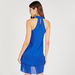 Solid Tiered Sleeveless Dress with Tie-Up Collar-Dresses-thumbnail-3