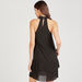 Solid Tiered Sleeveless Dress with Tie-Up Collar-Dresses-thumbnail-3