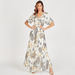 Printed Maxi Wrap Dress with V-neck and Short Sleeves-Dresses-thumbnailMobile-1
