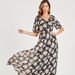Floral Maxi Wrap Dress with V-neck and Short Sleeves-Dresses-thumbnail-4