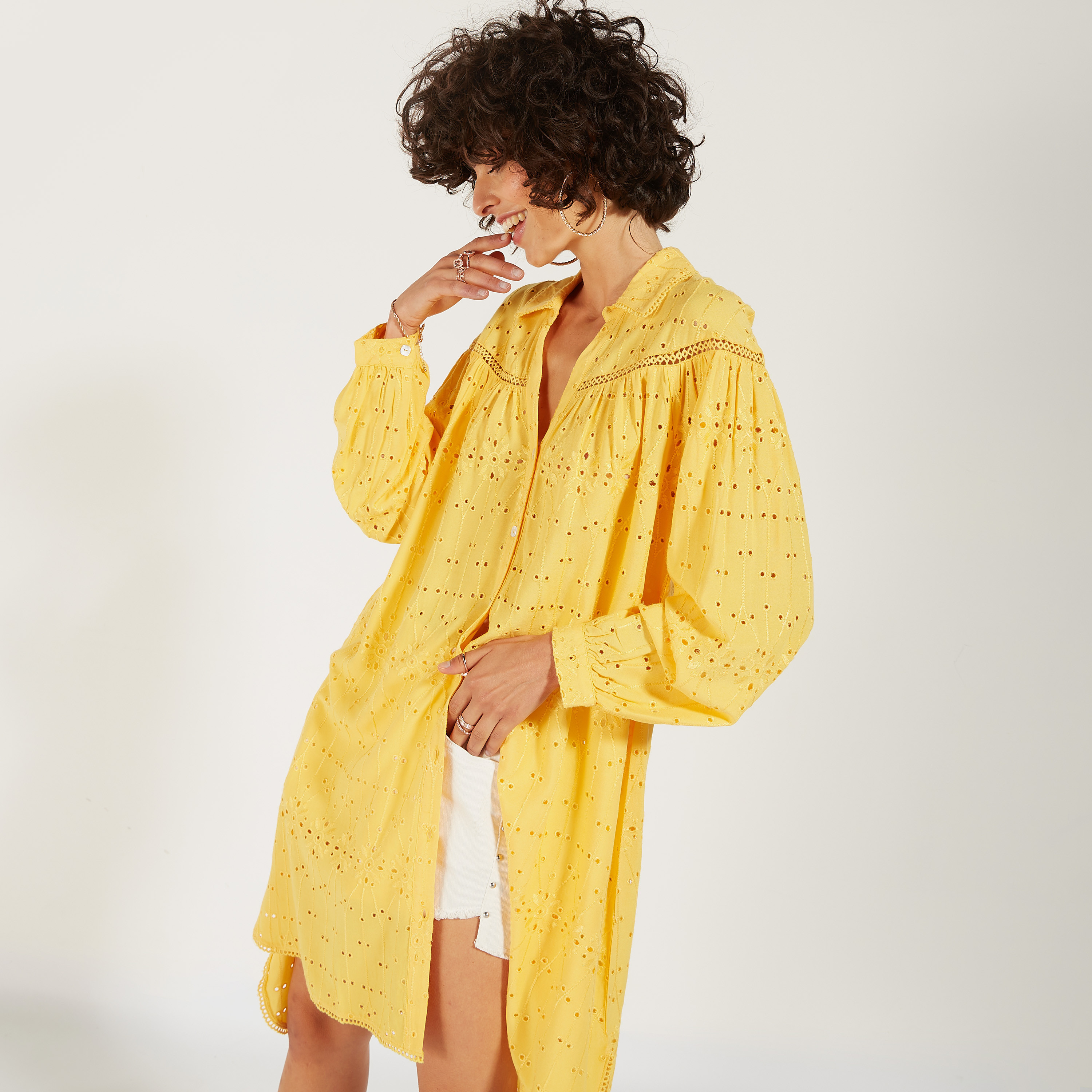 تونيك شيفلي طويل بياقة عادية وأزرار إغلاق-women-clothing-shirtsandblouses-blouses-image-7