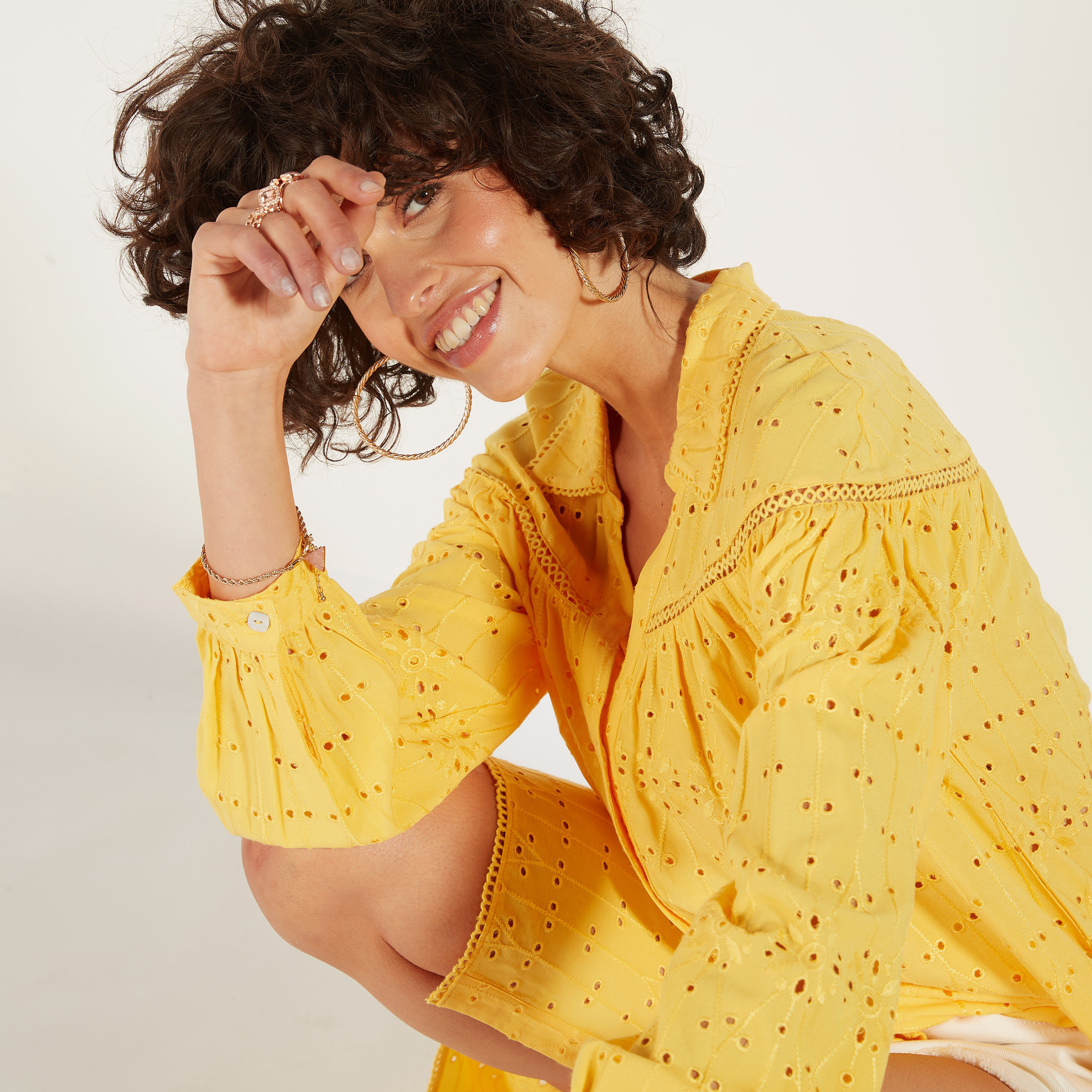 تونيك شيفلي طويل بياقة عادية وأزرار إغلاق-women-clothing-shirtsandblouses-blouses-image-8